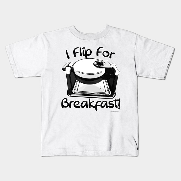 I Flip For Breakfast Waffle Slogan Kids T-Shirt by Tshirtfort